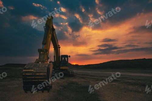 Preview: Backhoe moving dirt to build