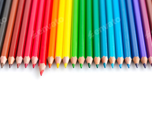 Preview: Colour pencils isolated on white background close up