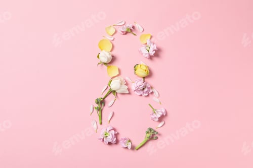 Preview: Concept of greeting, 8 march, Womans day, top view