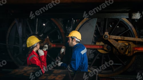 Preview: Industrial engineers inspect and perform maintenance on the machines at factory machines.