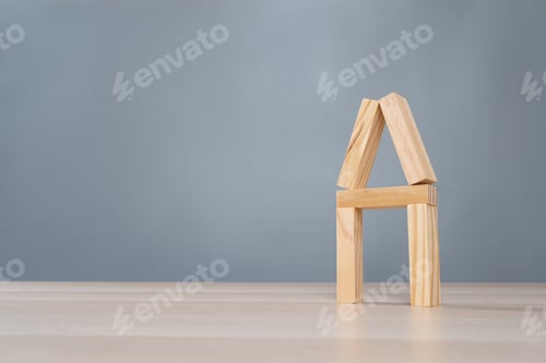 Preview: House model built with jenga blocks