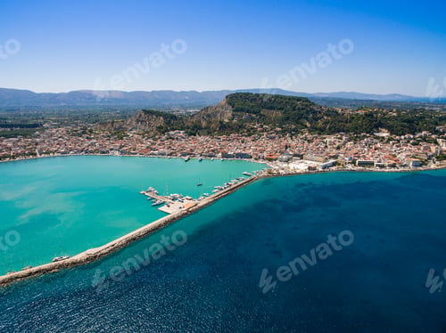 Preview: Aerial view of Zakynthos city in Zante island, in Greece