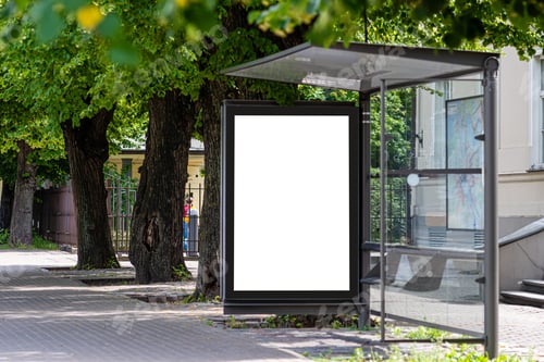 Blank Advertising Space at an Urban Bus Stop