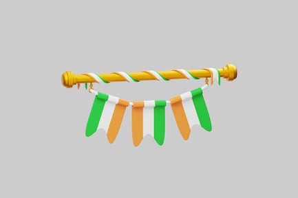 Preview: Gold pole with twisted design and flags