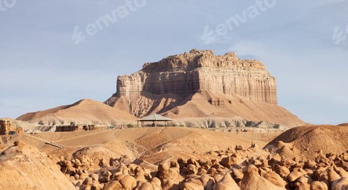 Preview: Red Rock Formations and Hoodoos in the Desert at Sunrise.