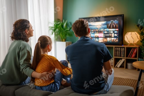 Preview: family watching TV at home