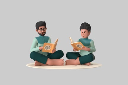 Preview: Muslim characters reading quran asset