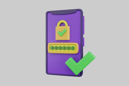 Vorschau: Smartphone mit Vorhängeschloss und Passwortfeld