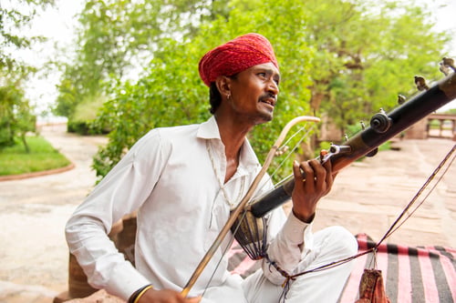 Preview: Street musician playing music instrument