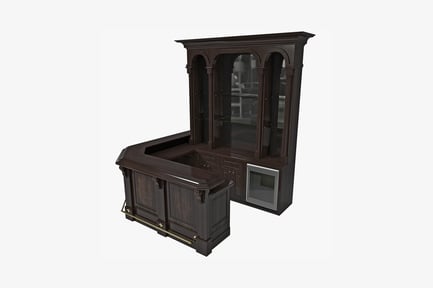 Preview: Arched-window display cabinet with curved countertop