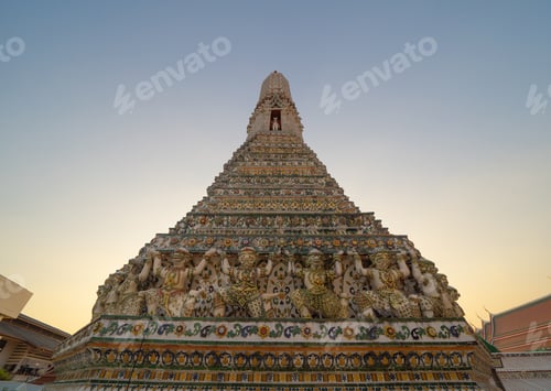 Preview: Temple in Thailand. Thai architecture building. Famous tourist attraction landmark.