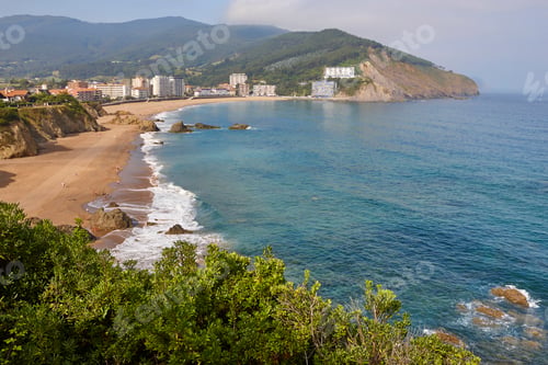 Preview: Spanish traditional basque coastline country beach of Bakio. Spain