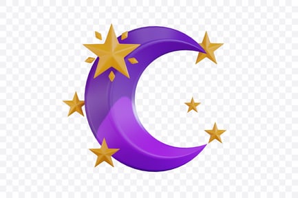 Preview: 3D Half Moon And Stars