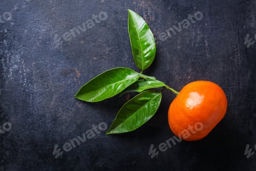 Preview: Citrus fruits tangerine on a grunge black table