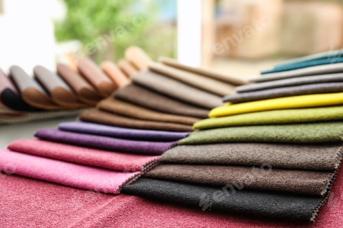 Preview: Colorful Textile Samples Arranged Neatly Indoors