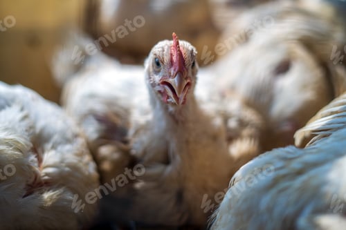 Preview: Broiler chicken faces for sale at market in Aceh, Indonesia