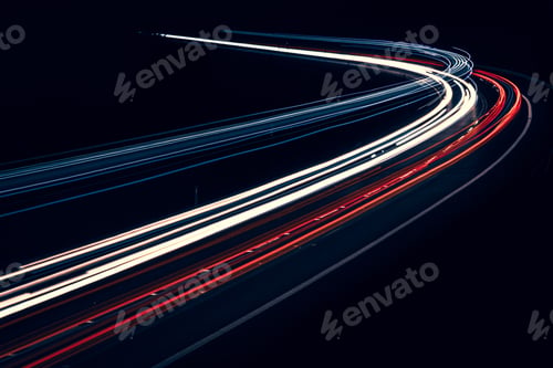 Preview: lights of cars driving at night. long exposure