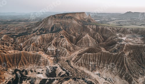 Preview: Aerial view of Bardenas Reales desert in southeast Navarre, Spain