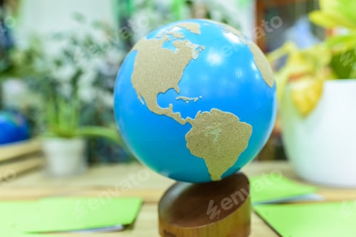 Preview: Earth globe in a montessori school with the americas and europe.