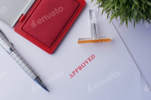 Preview: Stamping Document with Approving Contract close up