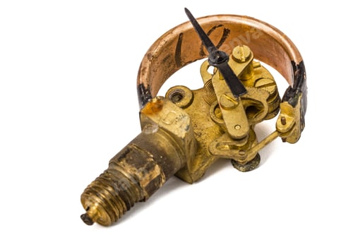 Preview: Pressure gauge mechanism in disassembled form, isolated on white background
