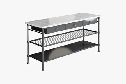 Preview: Marble Top Kitchen Island with Drawers and Storage Shelves