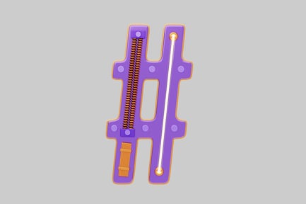 Preview: Steampunk hashtag symbol purple orange