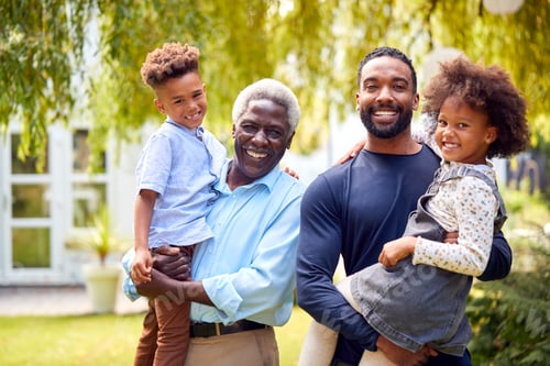 Preview: Portrait Of Smiling Multi-Generation Family At Home In Garden Together