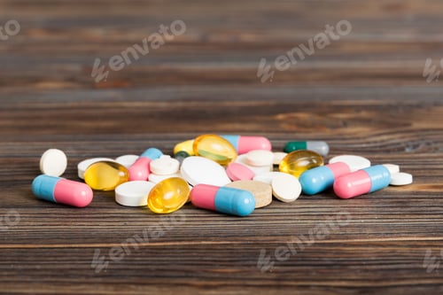 Preview: Collection Of Various Medical Tablets And Pills. Assorted pharmaceutical medicine pills