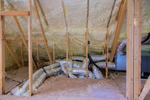 Preview: House heating system pipes, valves close up installation of heating system on the roof