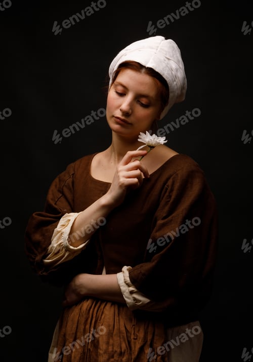 Preview: Medieval maid holding flower