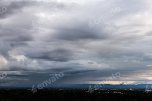 Preview: Rain clouds and gloomy sky in black and white