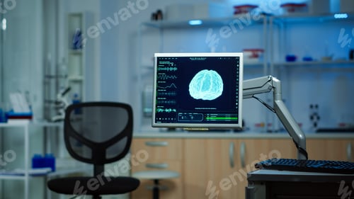 Preview: Empty neurological laboratory modernly equipped with nobody in it