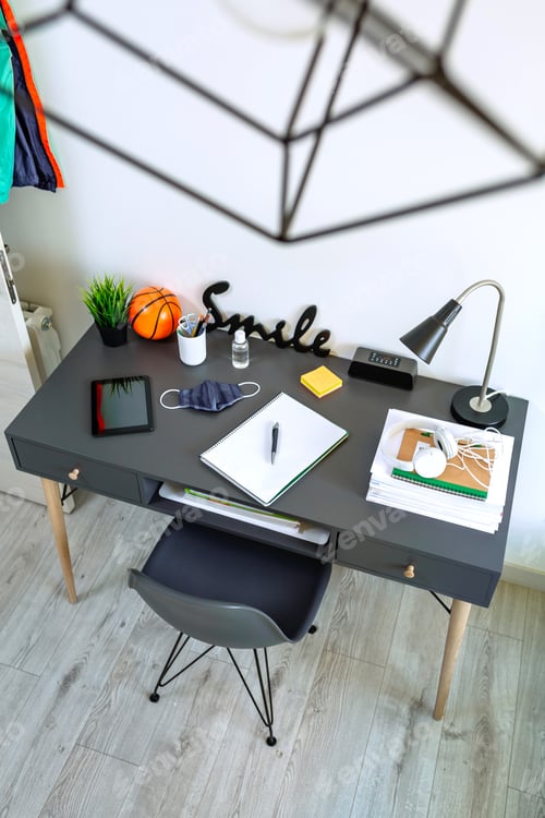 Preview: Youth bedroom interior with desk
