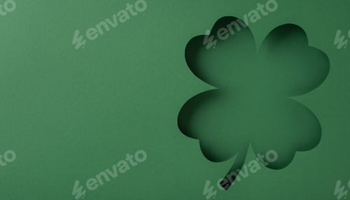 Preview: Clover-shaped cutout on a green background, perfect for St. Patrick's Day themes or designs