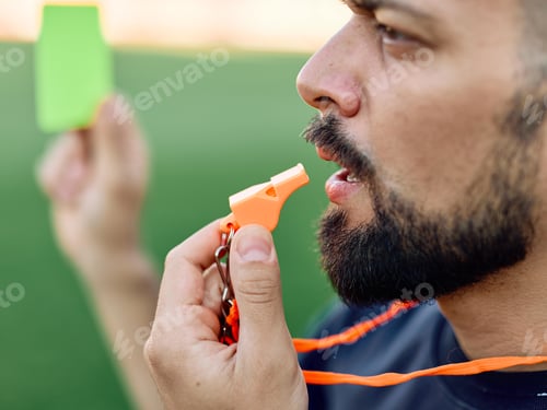 Preview: sport soccer whistle blowing football referee competition man game ref penalty match