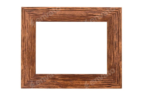 Preview: Wooden picture frame on white background