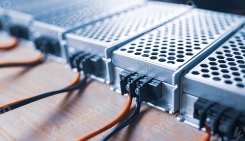 Preview: Close up of the metal mesh cases of power supply