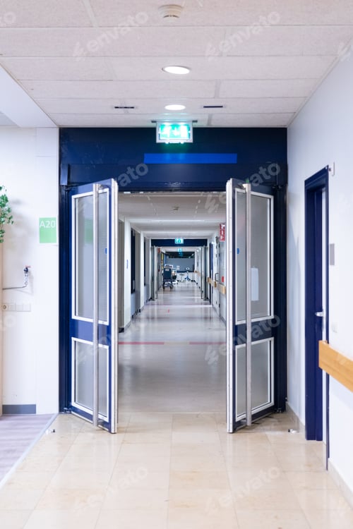 Preview: Corridor of a hospital. Interior of a hospital