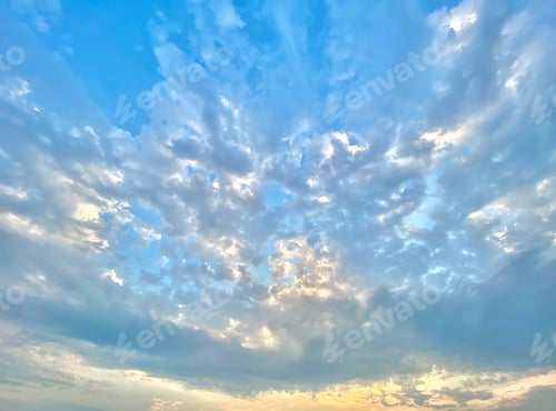 Preview: Peaceful blue sky with light clouds. Good weather and beautiful nature background.