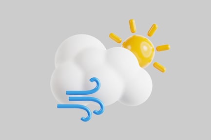 Visualização: Ícone de tempo ventoso com sol