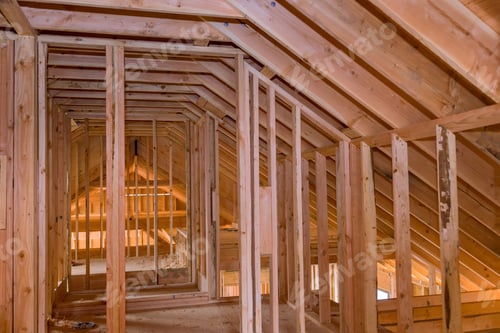 Preview: New residential home framing interior view under construction new house