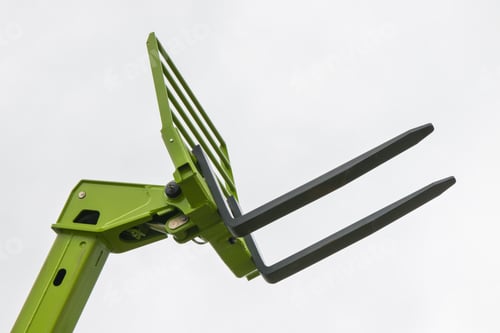Preview: Forklift loader or stacker. Part of hydraulic and pneumatic mechanism in machine.