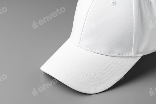 Preview: White Baseball Cap on Grey Background