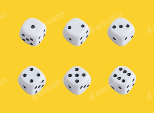 Preview: Cube dice with dots. Object for game isolated on white background. Gambling.