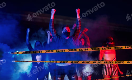 Preview: Group of protesting young people that standing together