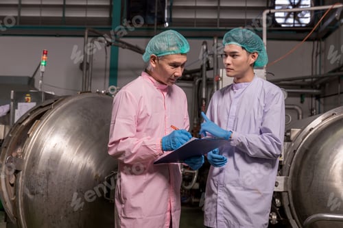 Preview: Worker Checking quality or checking stock of glass bottle in beverage factory.
