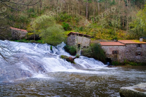 Preview: Waterfall of the Rio Barosa in the natural park of Barro in Pontevedra - Spain