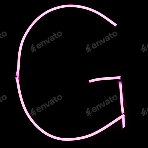 Vista previa: Alphabet pink neon lights on black background