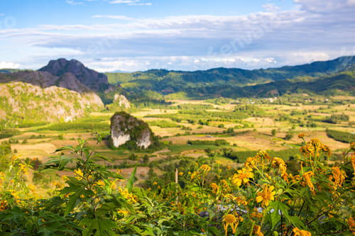 Preview: Landscape. Beautiful sunrise at Phu Lang Ka, Phayao in Thailand